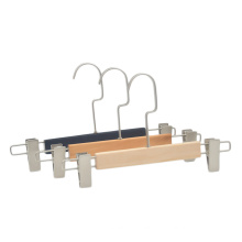 High quality cheap price fashionable wood trouser hanger pant hanger with anti-rust clips
